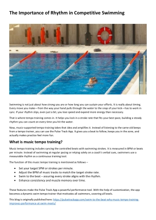 The Importance of Rhythm in Competitive Swimming