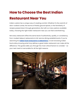 How to Choose the Best Indian Restaurant Near You