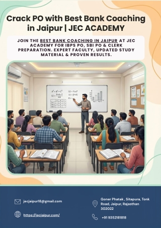 Crack PO with Best Bank Coaching in Jaipur  JEC ACADEMY