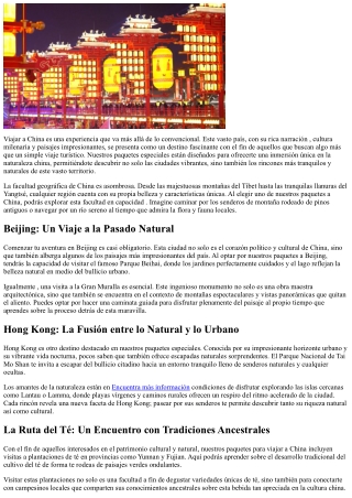Descubre la Naturaleza Chinesa con nuestra Ofertas Exclusivos de Viaje