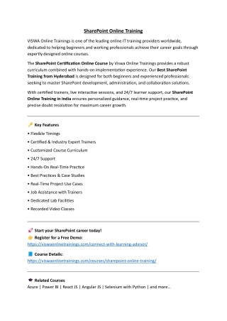 SharePoint Online Training by Real-time Trainer in India