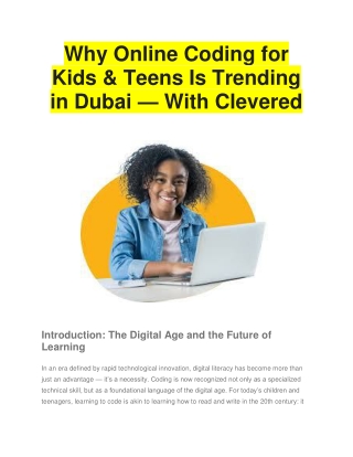 Why Online Coding for Kids & Teens Is Trending in Dubai — With Clevered