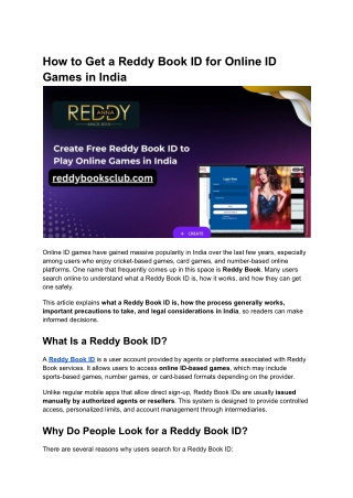How to Get a Reddy Book ID for Online ID Games in India