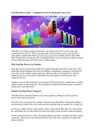 Geek Bar Flavor Guide A Simple Guide for Vape Lovers