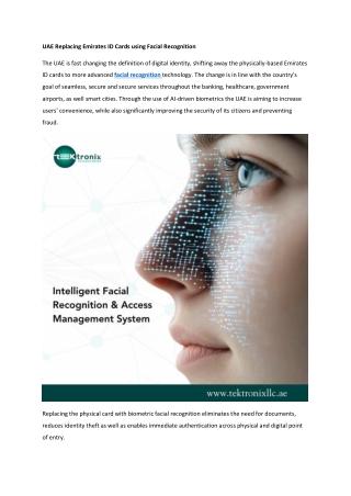 UAE Replacing Emirates ID Cards using Facial Recognition
