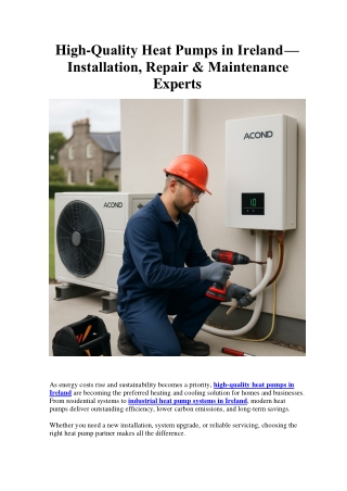 High-Quality Heat Pumps in Ireland Installation, Repair & Maintenance Experts