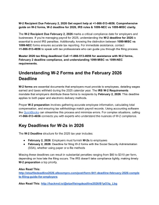 W-2 & 1099 Tax Forms 2026 _ February Deadlines & Requirements