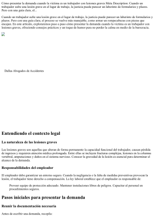 Cómo presentar la demanda cuando la víctima es un trabajador con lesiones graves