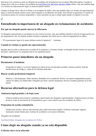 Qué hacer si la víctima no tiene un abogado de accidentes de reclamación tras ac