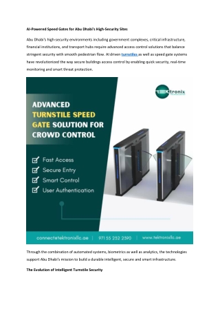 AI-Powered Speed Gates for Abu Dhabi's High-Security Sites