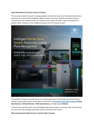 Intelligent Gate Barrier Systems Preventing Unauthorized Access in Kuwait