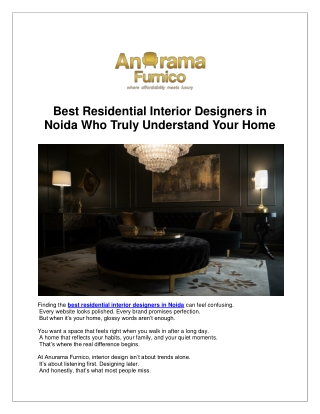 Best Residential Interior Designers in Noida Who Truly Understand Your Home