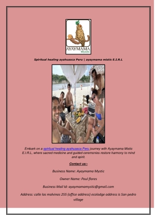 Spiritual healing ayahuasca Peru  ayaymama mistic