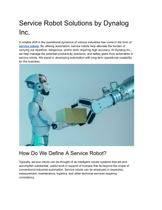 Service Robot Solutions by Dynalog Inc