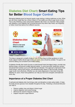 Diabetes Diet Chart Smart Eating Tips for Better Blood Sugar Control