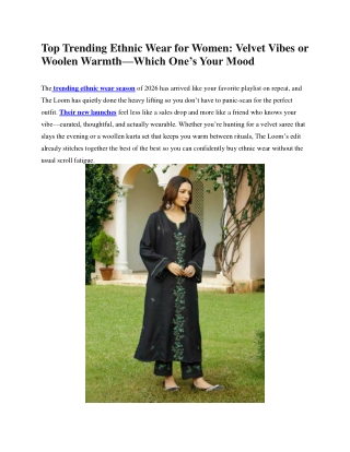 Top Trending Ethnic Wear for Women: Velvet Vibes 2026