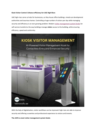 Kiosk Visitor Control Enhance efficiency for UAE High-Rises