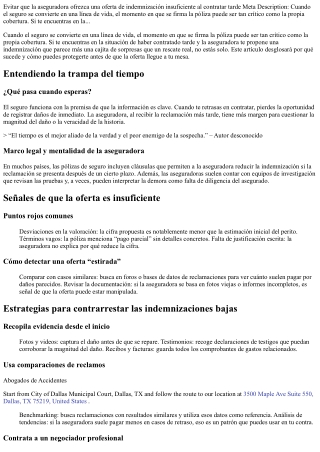 Evitar que la aseguradora ofrezca una oferta de indemnización insuficiente al co