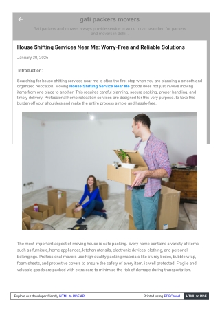 House Shifting Service Near Me: Safe, Fast & Hassle-Free Shifting