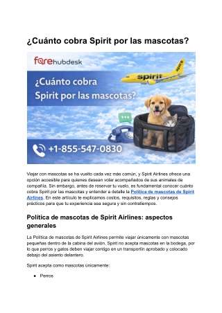 ¿Cuánto cobra Spirit por las mascotas