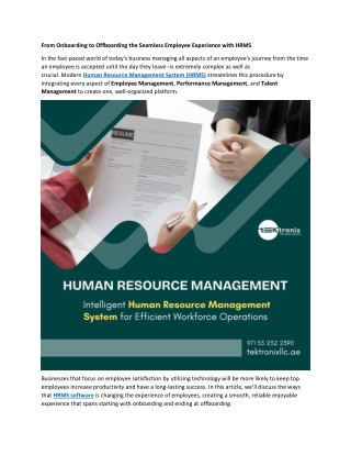 From Onboarding to Offboarding - A Seamless Employee Journey with HRMS