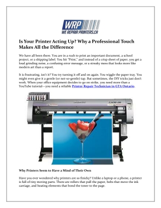 Professional Printer Repair Technician in GTA Ontario | We Repair Printers