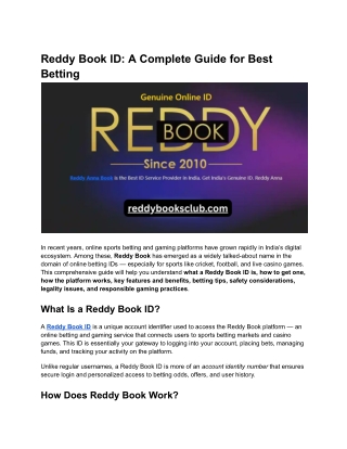 Reddy Book ID_ A Complete Guide for Best Betting