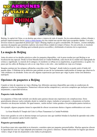 Viajes cortos rápidas a Beijing con precios accesibles