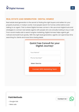 REAL ESTATE LEAD GENERATION- DIGITAL HOMEEZ