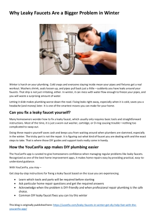 Why Leaky Faucets Are a Bigger Problem in Winter