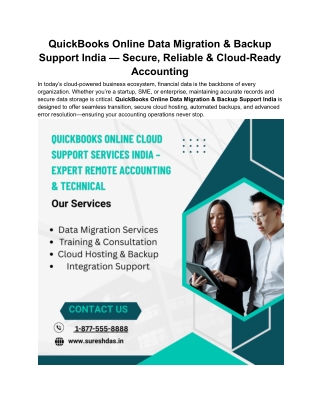 QuickBooks Online Data Migration & Backup Support India — Secure, Reliable & Cloud-Ready Accounting