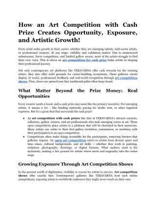 How an Art Competition with Cash Prize Creates Opportunity, Exposure, and Artistic Growth
