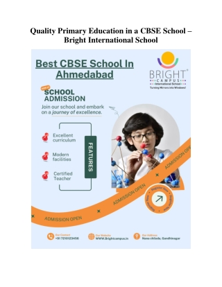 Quality Primary Education in a CBSE School – Bright International School