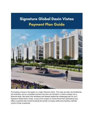 Signature Global Daxin Vistas Payment Plan Guide