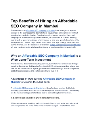 Top Benefits of Hiring an Affordable SEO Company in Mumbai (1)