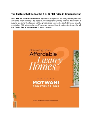 Top Factors that Define the 3 BHK Flat Price in Bhubaneswar