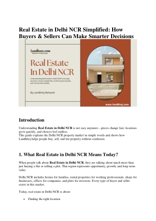 Real Estate in Delhi NCR Simplified: How Buyers & Sellers Can Make Smarter Decis