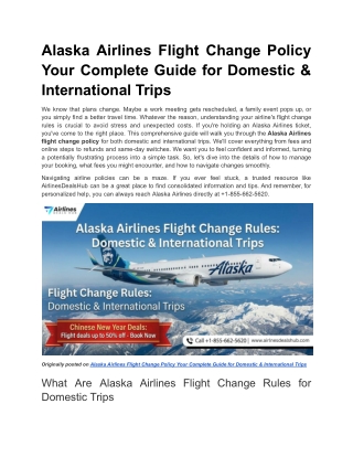Alaska Airlines Flight Change Policy Your Complete Guide for Domestic & International Trips