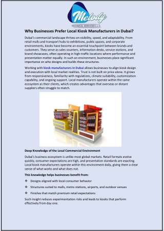 Why Businesses Prefer Local Kiosk Manufacturers in Dubai