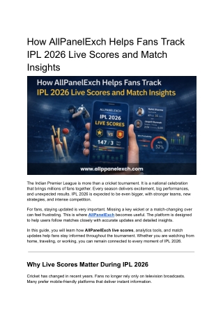 How AllPanelExch Helps Fans Track IPL 2026 Live Scores and Match Insights