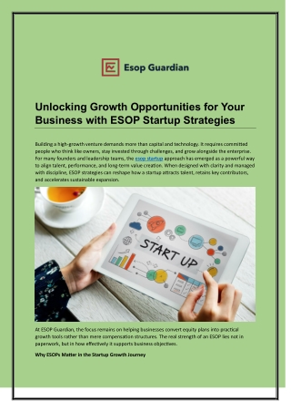 Unlocking Growth Opportunities for Your Business with ESOP Startup Strategies