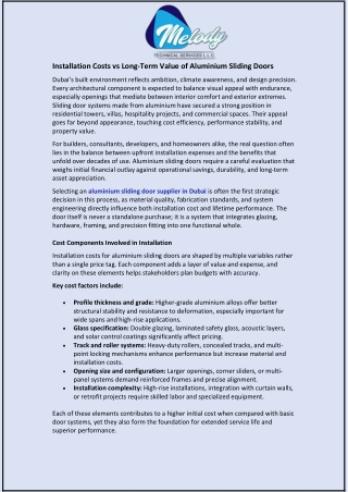 Installation Costs vs Long-Term Value of Aluminium Sliding Doors