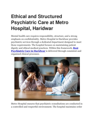 Best Psychiatric Care in Haridwar | Metro Hospital