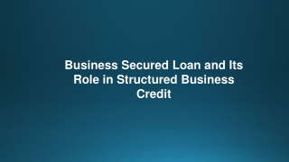 Business Secured Loan and Its Role in Structured Business Credit