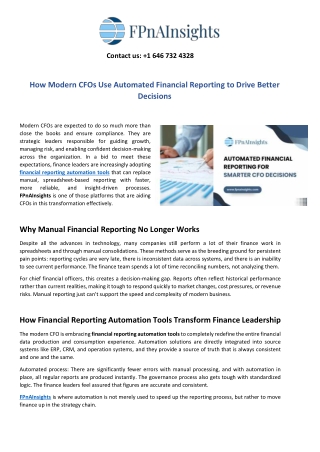 How Modern CFOs Use Automated Financial Reporting to Drive Better Decisions