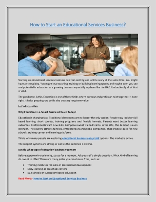How to Start an Educational Services Business?