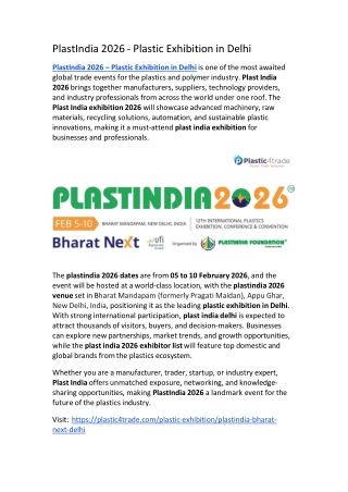 PlastIndia 2026 - Plastic Exhibition in Delhi