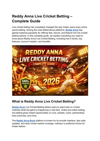 Reddy Anna Live Cricket Betting – Complete Guide
