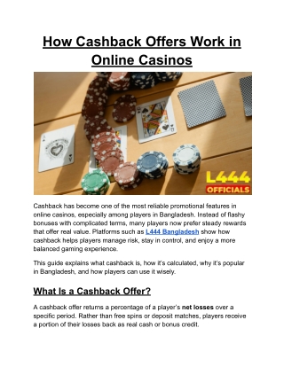How Cashback Offers Work in Online Casinos