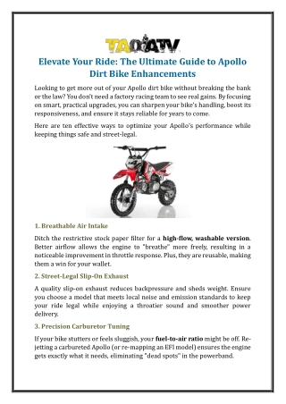 The Ultimate Guide to Apollo Dirt Bike Enhancements